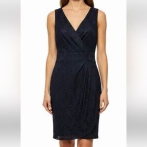 NWT Le Chateau Midnight Navy Blue Lace Mini Sleeveless Dress